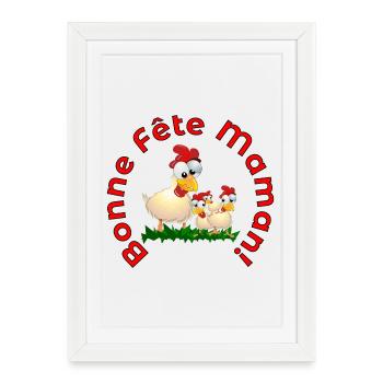 Bonne Fête des Mères Poules - Affiche encadrée (27 × 37 cm) - blanc - Devant