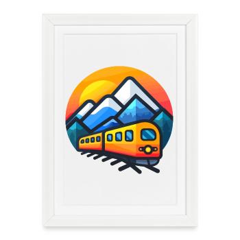 Style de dessin animé de train - Affiche encadrée (27 × 37 cm) - blanc - Devant