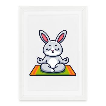 Zen-Hase: Der meditative Munchkin - Gerahmtes Poster (27 × 37 cm) - Weiß - Vorne