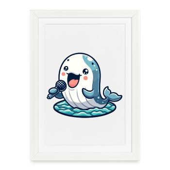 Melody Whale : le crooner aquatique - Affiche encadrée (27 × 37 cm) - blanc - Devant