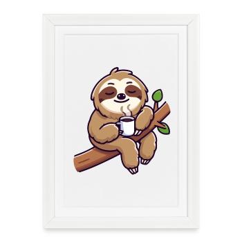 Sloth Sipper: The Leisurely Lounger - Framed poster (27 × 37 cm) - white - Front