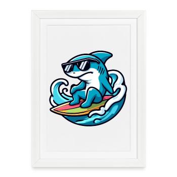 Shark Wave Rider: The Surfing Sensation - Framed poster (27 × 37 cm) - white - Front