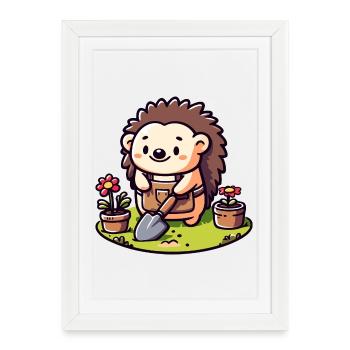 Hedgehog Gardener: The Blossom Buddy - Framed poster (27 × 37 cm) - white - Front