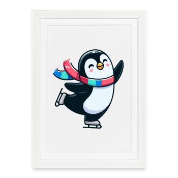 Winter Waltz Penguin: The Icy Dancer - Framed poster (27 × 37 cm) - white - Front