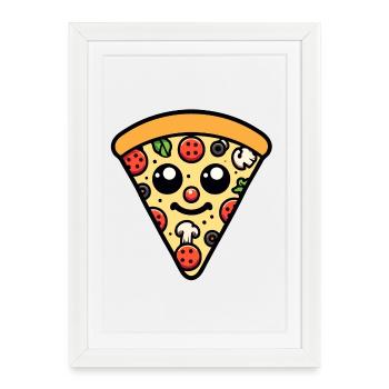 Pepperoni plein d’entrain : la tranche heureuse - Affiche encadrée (27 × 37 cm) - blanc - Devant