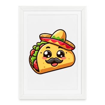 Fiesta Taco : le savoureux Senor - Affiche encadrée (27 × 37 cm) - blanc - Devant