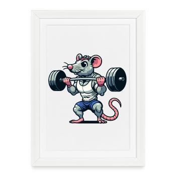 Mighty Mouse Lifter: The Workout Warrior - Framed poster (27 × 37 cm) - white - Front