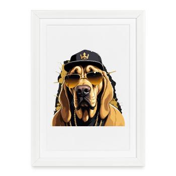 Cadeau de chien Bloodhound Gangsta Gangster - Affiche encadrée (27 × 37 cm) - blanc - Devant