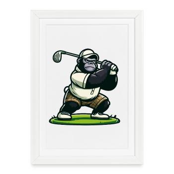 Golf Gorilla - Framed poster (27 × 37 cm) - white - Front