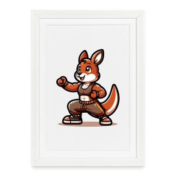 Coup de pied kangourou sensei - Affiche encadrée (27 × 37 cm) - blanc - Devant
