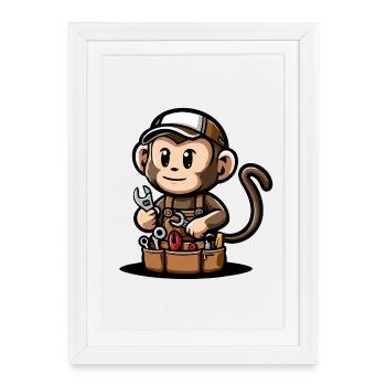 Mécanique de singe pratique - Affiche encadrée (27 × 37 cm) - blanc - Devant