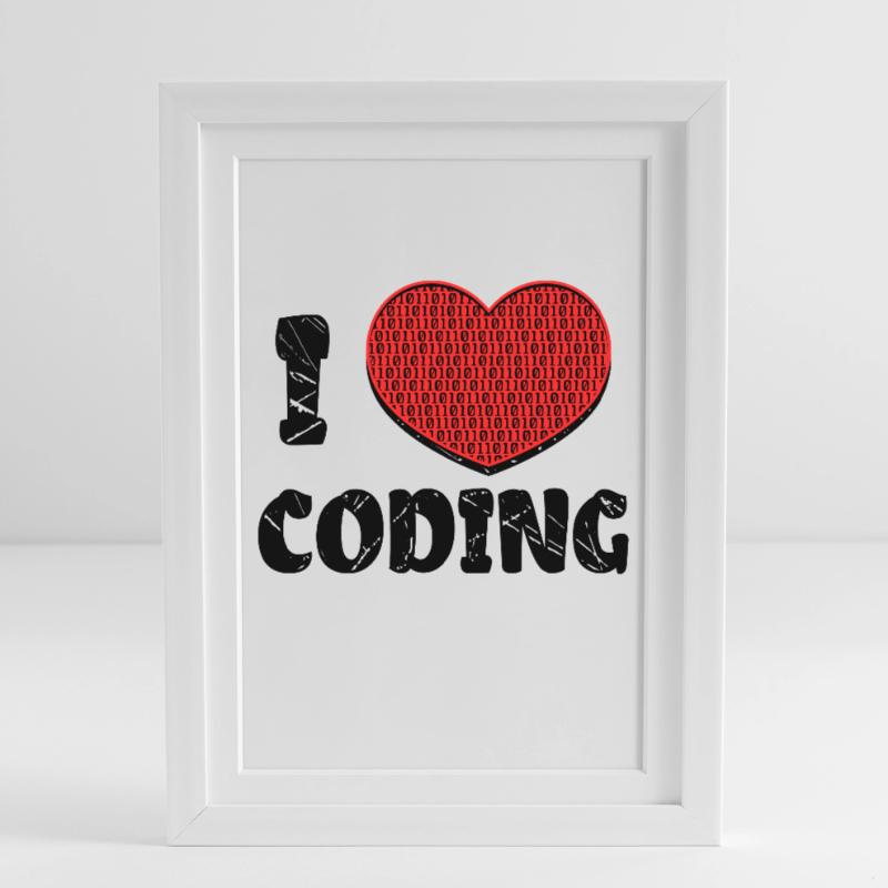 Code Developer Skripting Debug Herz Statement Gerahmtes Poster (27 × 37 cm)