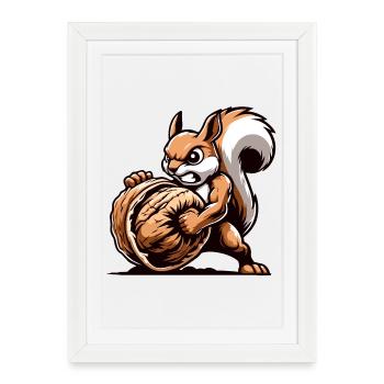 Mighty Nut Conqueror: The Energetic Squirrel - Framed poster (27 × 37 cm) - white - Front