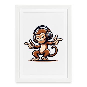Le maître du mélange Monkey - Affiche encadrée (27 × 37 cm) - blanc - Devant