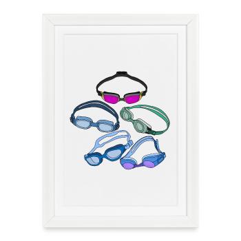Cool Swimming Goggles - Framed poster (27 × 37 cm) - white - Front