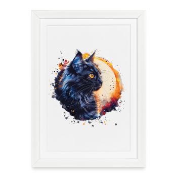 Mystic Cat Portrait Art Print - Framed poster (27 × 37 cm) - white - Front