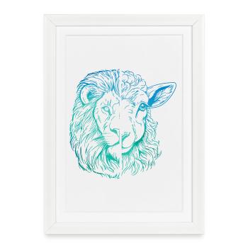 Lion et agneau - Affiche encadrée (27 × 37 cm) - blanc - Devant