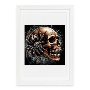 Crâne et araignée - Affiche encadrée (27 × 37 cm) - blanc - Devant