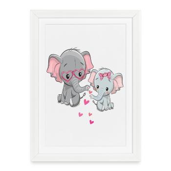 Éléphants amoureux - Affiche encadrée (27 × 37 cm) - blanc - Devant