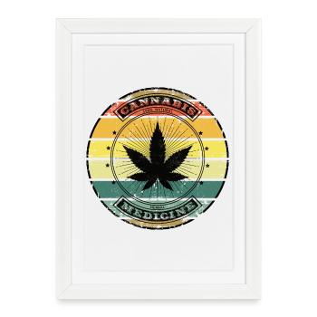 Retro Weed - Vintage Cannabis Leaf - Framed poster (27 × 37 cm) - white - Front