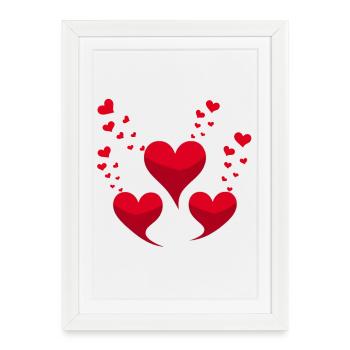 Coeurs rouges - Affiche encadrée (27 × 37 cm) - blanc - Devant