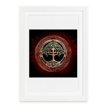 Elegant and noble tree of life with Celtic knot. - Framed poster (27 × 37 cm) - white - Front