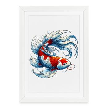 Carpe Koi japonaise japonaise - Affiche encadrée (27 × 37 cm) - blanc - Devant