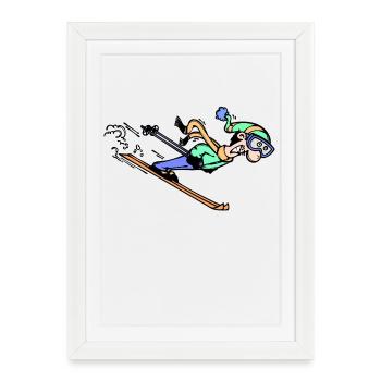 Sports d’hiver Hockey sur glace Snowboard Skieurs Glace - Affiche encadrée (27 × 37 cm) - blanc - Devant