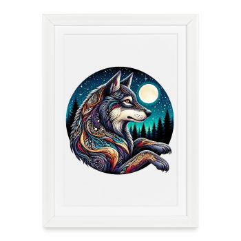 Loup - Affiche encadrée (27 × 37 cm) - blanc - Devant