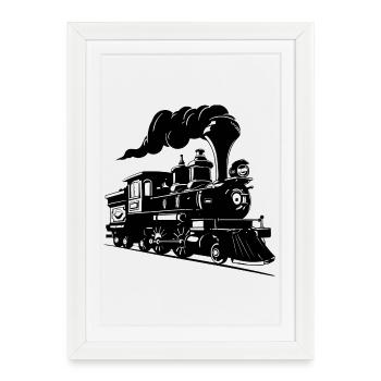 Steam locomotive Drawing - Framed poster (27 × 37 cm) - white - Front