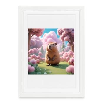 Capybara - Framed poster (27 × 37 cm) - white - Front