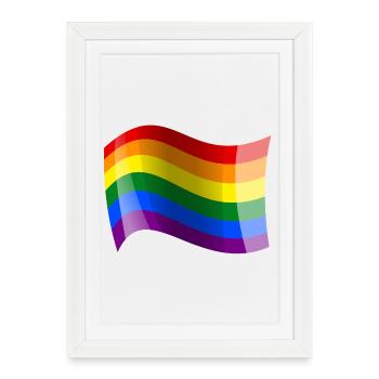 Waving rainbow flag - Framed poster (27 × 37 cm) - white - Front
