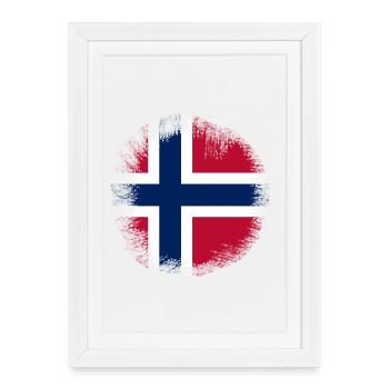 Norway Flag Design Grunge Norge Norway - Framed poster (27 × 37 cm) - white - Front