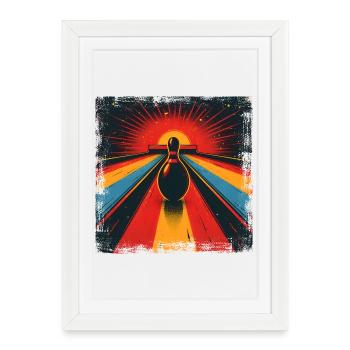 Bowling dans un style vintage - Affiche encadrée (27 × 37 cm) - blanc - Devant