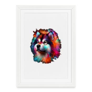 Malamute Faros - Affiche encadrée (27 × 37 cm) - blanc - Devant