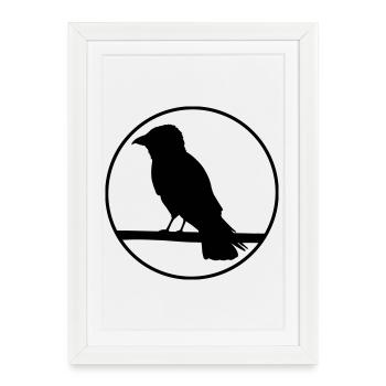 Design de mandala unique en noir et blanc - Affiche encadrée (27 × 37 cm) - blanc - Devant
