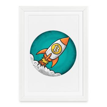 Crypto rocket: Bitcoin to the moon! - Framed poster (27 × 37 cm) - white - Front