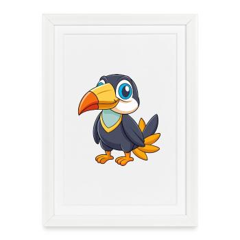 Toucan Cute Mascot Cartoon Character Kawaii - Framed poster (27 × 37 cm) - white - Front