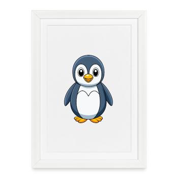 Penguin Cute Mascot Cartoon Character Kawaii - Framed poster (27 × 37 cm) - white - Front