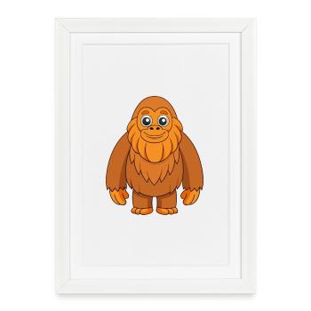 Big Foot Cute Mascot Cartoon Character Kawaii - Framed poster (27 × 37 cm) - white - Front