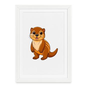 Otter Cute Mascot Cartoon Character Kawaii - Framed poster (27 × 37 cm) - white - Front