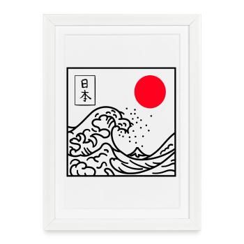 Japan Big Wave Kanagawa Zen T Shirt - Framed poster (27 × 37 cm) - white - Front