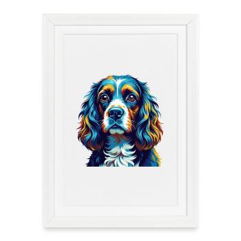 American Cocker Spaniel Dog Breed Cartoon Kawaii - Framed poster (27 × 37 cm) - white - Front