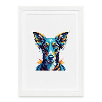 Azawakh Dog Breed Colorful Cartoon Kawaii - Framed poster (27 × 37 cm) - white - Front