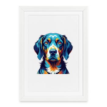 Chien de montagne bavarois Chien race dessin animé Kawaii - Affiche encadrée (27 × 37 cm) - blanc - Devant