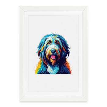 Bergamasco Shepherd Dog Breed Cartoon Kawaii - Framed poster (27 × 37 cm) - white - Front
