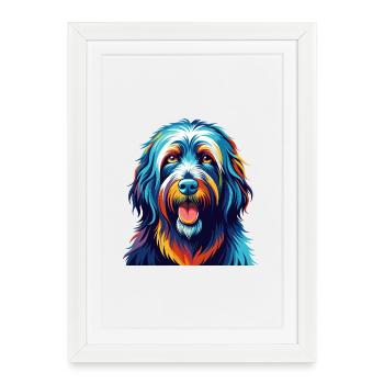 Bergamasco Chien Race Coloré Dessin Animé Kawaii - Affiche encadrée (27 × 37 cm) - blanc - Devant
