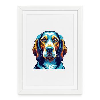 Bracco Italiano Race Chien Coloré Dessin Animé Kawaii - Affiche encadrée (27 × 37 cm) - blanc - Devant