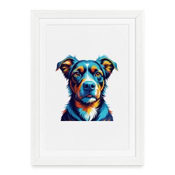 Braque Auvergne Chien Race Coloré Dessin Animé Kawaii - Affiche encadrée (27 × 37 cm) - blanc - Devant