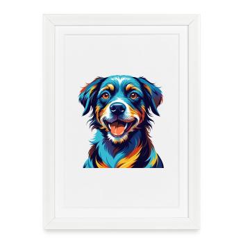 Cao De Gado Transmontano Race Chien Dessin Animé Kawaii - Affiche encadrée (27 × 37 cm) - blanc - Devant